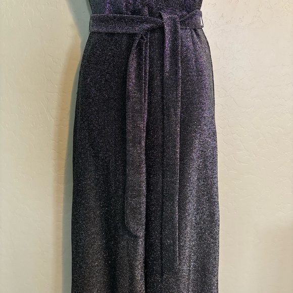Forever 21 Black Silver Sleeveless Wide Leg Jumpsuit Size S - Picture 6 of 13
